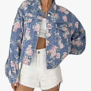 Floral Blue Jean Jacket